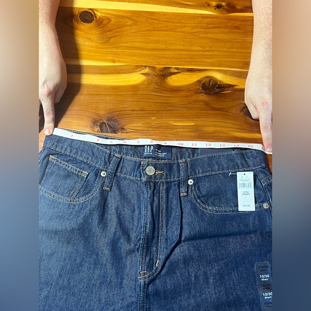 Wide-Leg Dark Blue Jeans - Picture 9 of 12